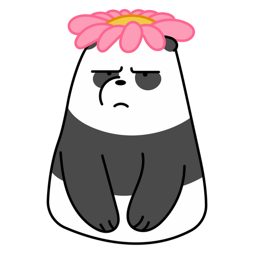 We Bare Bears Panda Wears Pink Flower Sticker