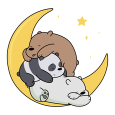 We Bare Bears Sleep on Moon Sticker