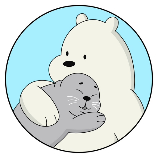 here is a We Bare Bears Ice Bear and Seal Hugs Sticker from the We Bare Bears collection for sticker mania